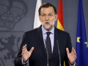 Spain's Prime Minister Mariano Rajoy talks during a joint news conference with Poland's Prime Minister Ewa Kopacz at Moncloa palace in Madrid